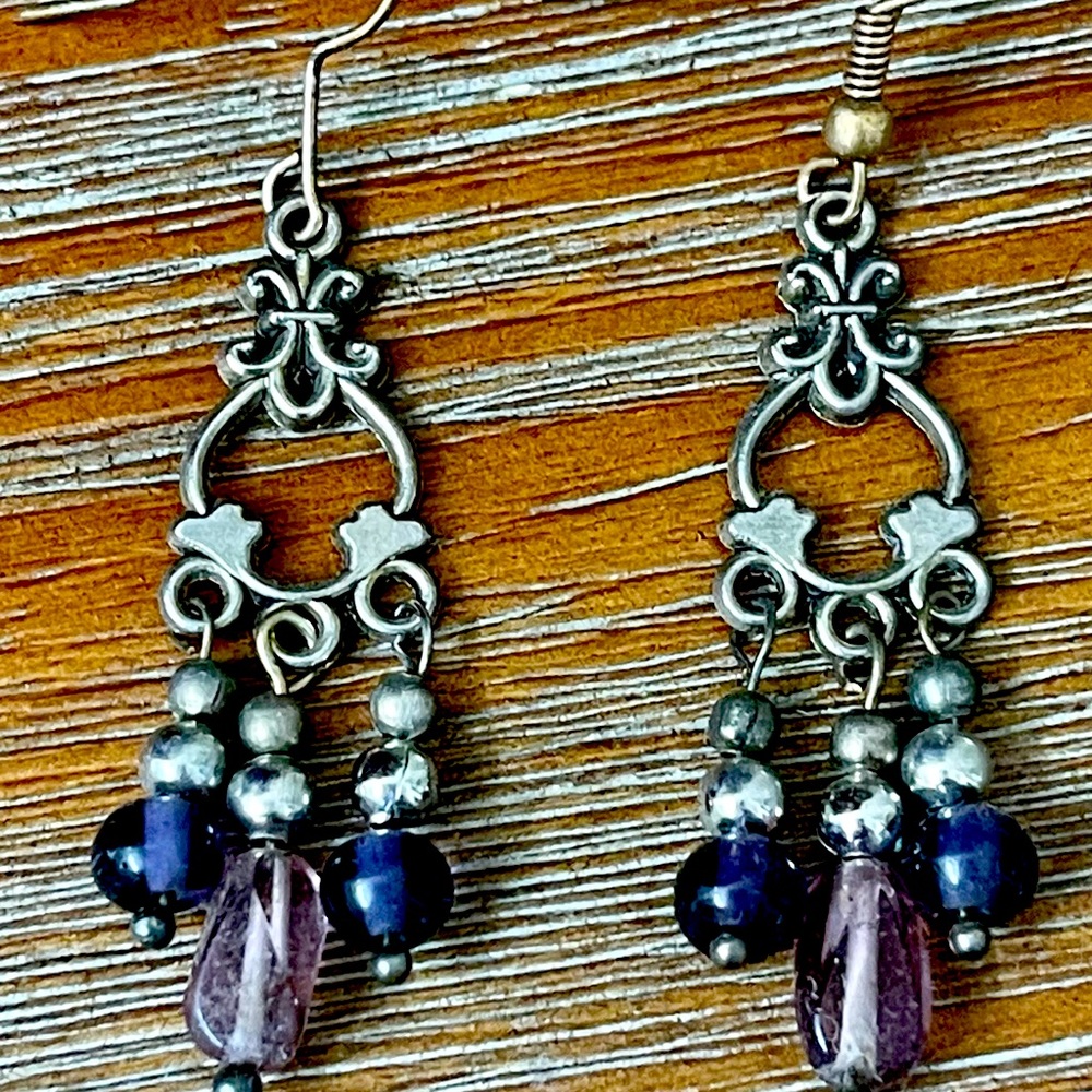Handmade Purple Beaded Earrings